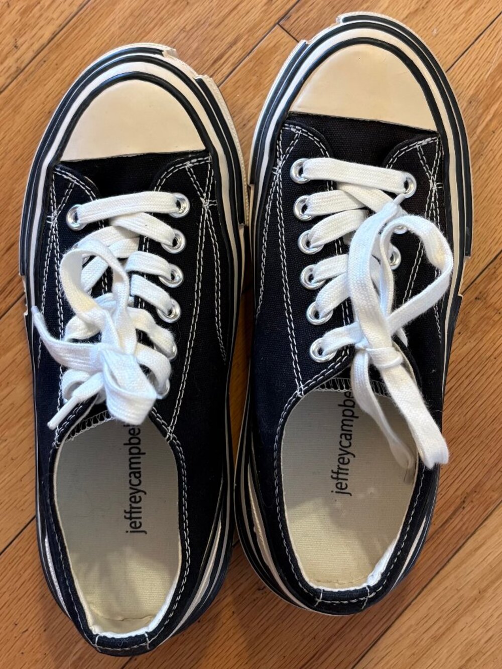 Anthropologie Jeffrey Campbell Endorphin Platform Canvas Sneakers Black US 7 - Picture 5 of 6